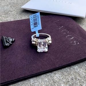 🤩Lagos Sterling Silver & 18K Yellow Gold Glacier medium White Topaz Ring